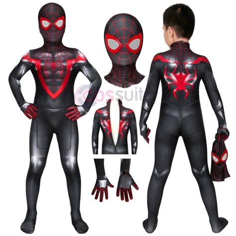 Spider-man Kids Costume Spiderman Miles Morales PS5 Cosplay Suits Halloween Costumes - CosSuits