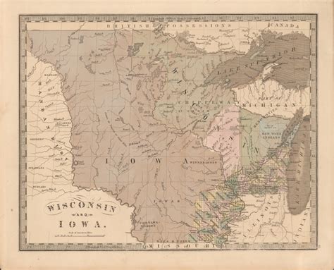 Wisconsin and Iowa.: Geographicus Rare Antique Maps