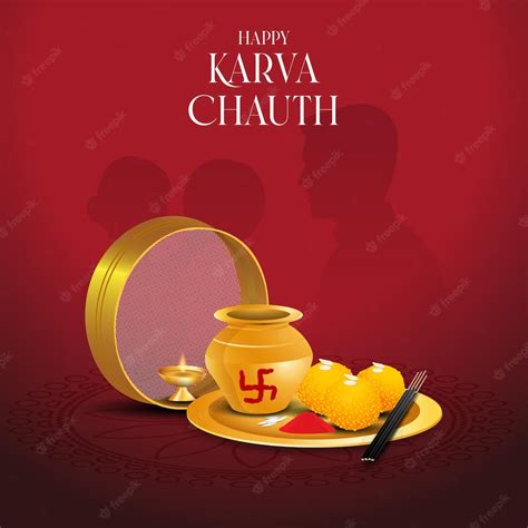 Premium Vector | Karva chauth pooja thali vector