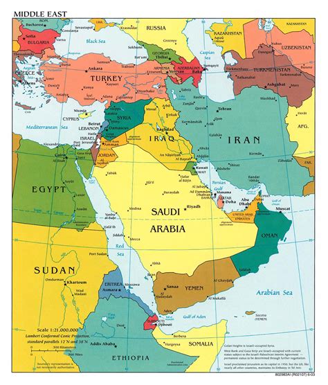 Mapa político grande de Oriente Medio con las principales ciudades y ...