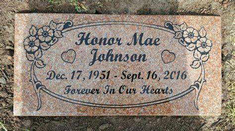 Flat Headstones or Single Grave Markers - Johnson - Schlitzberger and ...