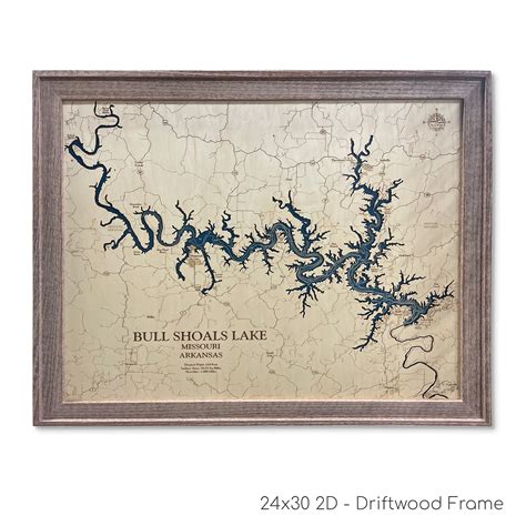 Bull Shoals Lake Map | Wooden Maps | thirtyAXIS