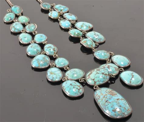 Lot - Vintage Sterling Silver Turquoise Necklace