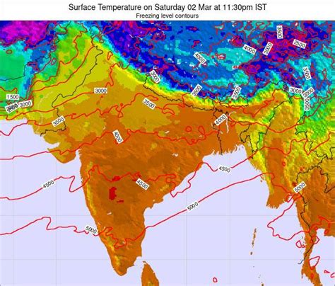 India Surface Temperature on Tuesday 05 Sep at 11:30pm IST