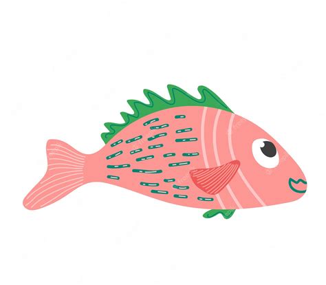 Premium Vector | Cute cartoon fish pink fish illustration