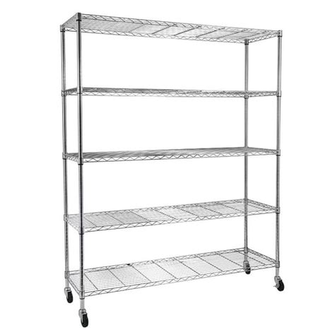 Winado Adjustable Wire Shelving Unit with Wheels 5-Shelf Heavy Duty Storage Rack - Walmart.com ...