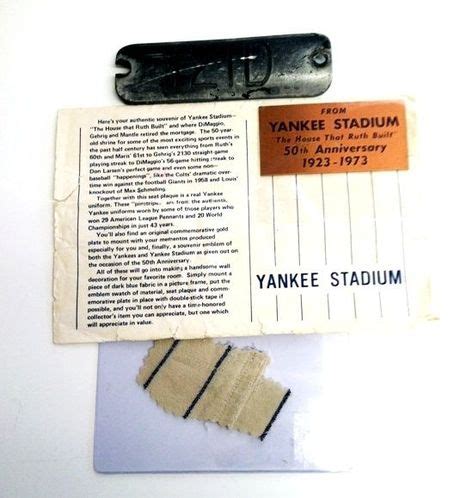 Original Yankee Stadium Memorabilia from 1923-73 including Seat Plaque | Yankee stadium, Yankees ...