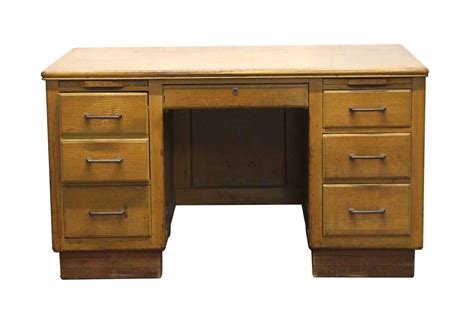 Vintage Six Drawer Solid Maple Wood Desk | Olde Good Things