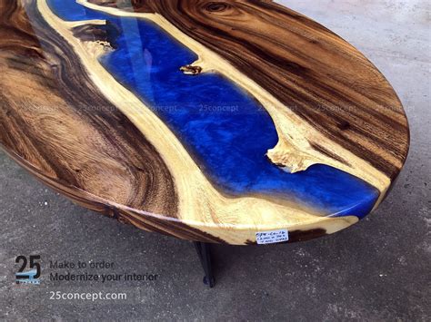 Oval Coffee Table Blue Epoxy Resin Table Epoxy River Table - Etsy