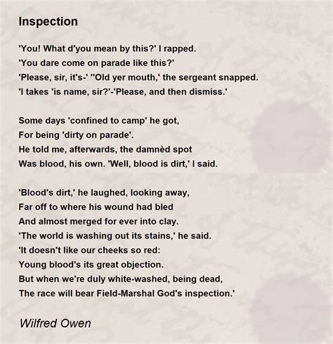 Inspection Poem by Wilfred Owen - Poem Hunter