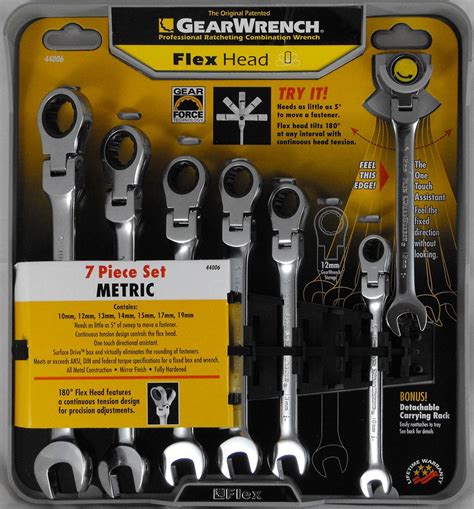 GearWrench 7 pc. Metric Full Polish Ratcheting Flex Head Combination ...