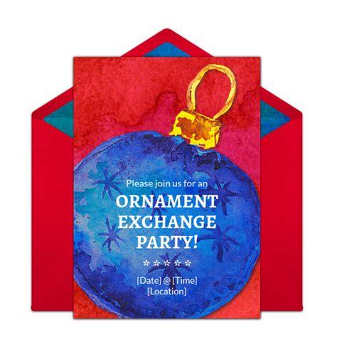 Free Ornament Exchange Invitations | Ornament exchange party, Christmas party invitations free ...