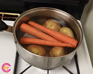 Cow feet stew with potatoes and carrots, ragout