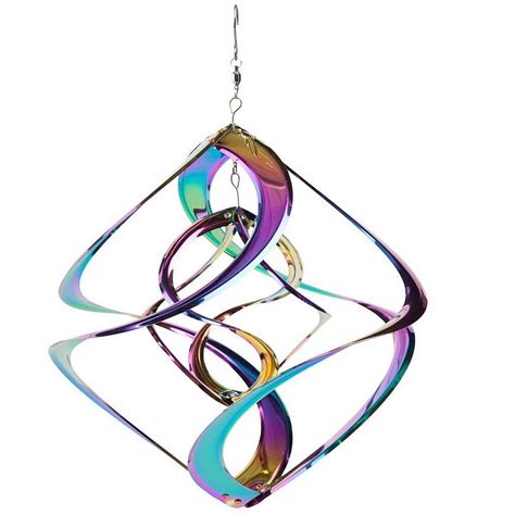 Wind & Weather Vibrant Multi-Colored Iridescent Dual Spiral Hanging ...