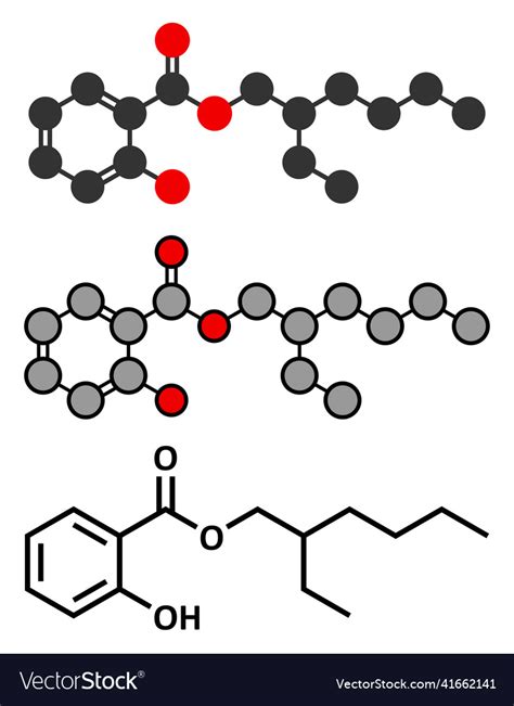 Octyl salicylate octisalate sunscreen molecule uv Vector Image