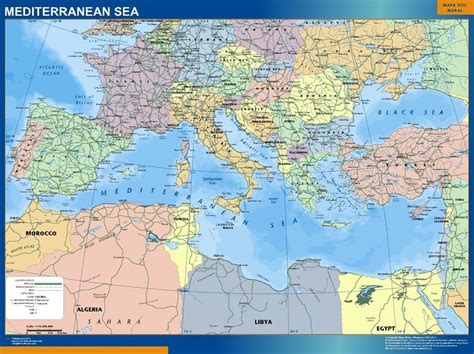 mediterranean sea countries wall map | Digital Maps. Netmaps UK Vector Eps & Wall Maps