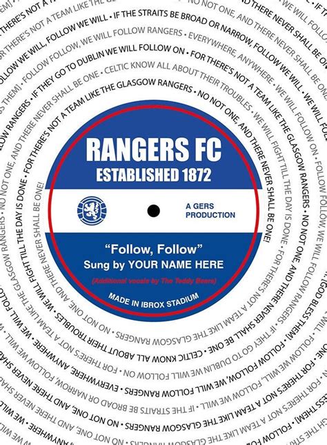 Personalised Football Glasgow Rangers FC Anthem Print | Etsy