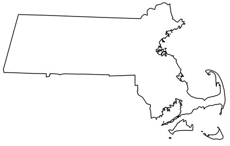 Black And White Political Map Of Massachusetts