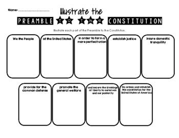 Illustrate the Preamble to the Constitution Worksheet by Little ...