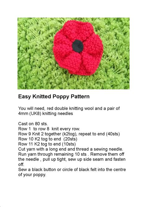 Knitted Poppy Pattern - Ready Steady Knit