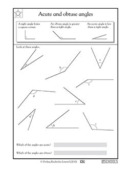 Acute and obtuse angles | 4th grade Math Worksheet | GreatSchools