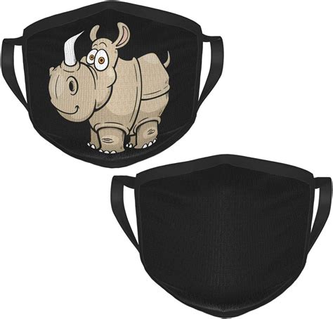 Amazon.com: Rhinoceros Face Mask For Men Women 2 Pack Black Reusable Neck Gaiters Bandana: Clothing