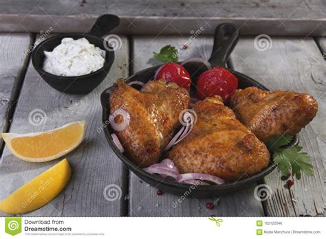 Fried Chicken Wings with Sauce Stock Photo - Image of frying, wing ...