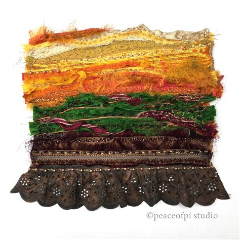 peaceofpi studio: Silk and Lace Abstract Landscape Quilt