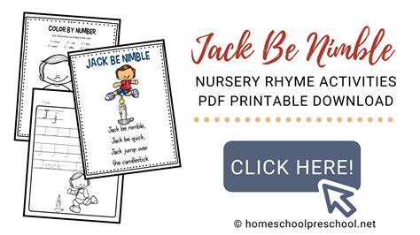 Free Printable Jack Be Nimble Activities for Preschool