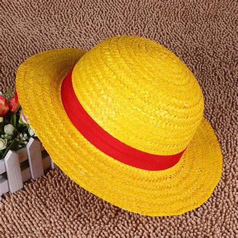 Yellow Beach Sun Hat Anime Cosplay Straw Hats Japanese One Piece Luffy Hat Cartoon Cap Cute ...