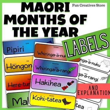 Maori Months of the Year by Fun Creatives | Teachers Pay Teachers