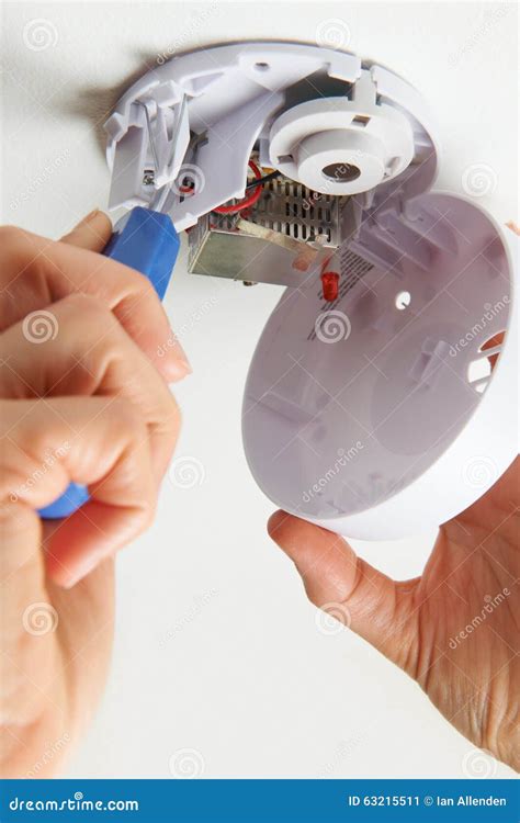 Installing Smoke Detector at Home Stock Image - Image of fixing, indoors: 63215511