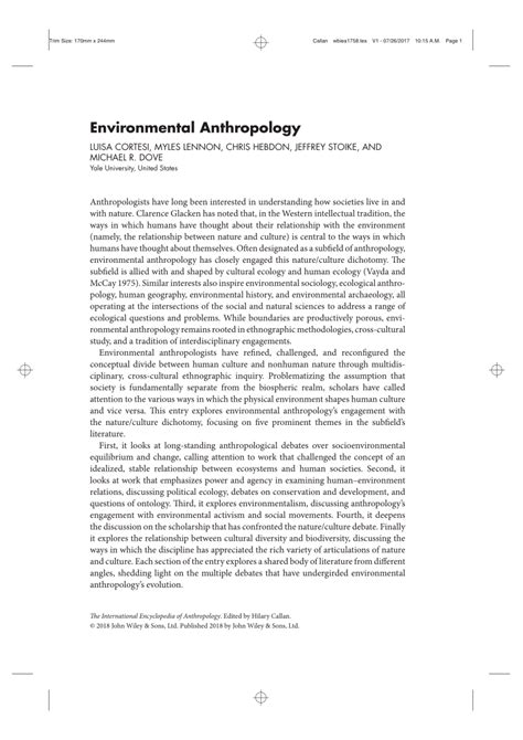 (PDF) Environmental Anthropology