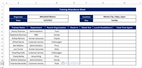 How to Create Training Attendance Sheet in Excel: 3 Methods - ExcelDemy