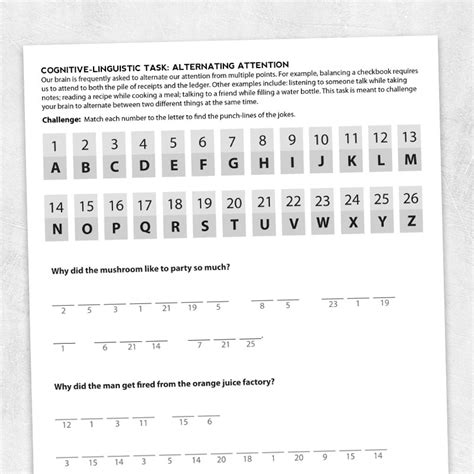 Alternating Attention & Visual Scanning: Matching Numbers to Letters – Adult and pediatric ...