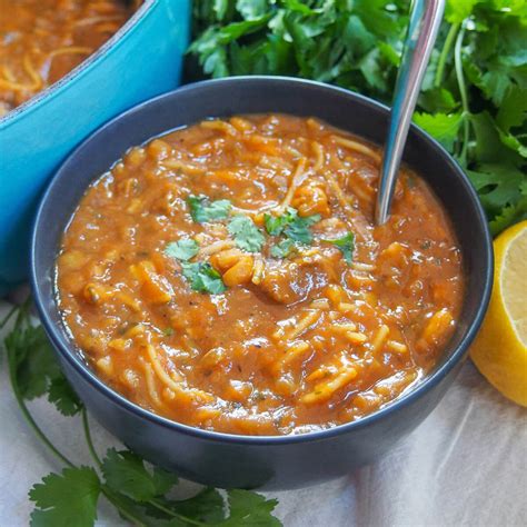 Harira (Moroccan lentil and chickpea soup) - Caroline's Cooking