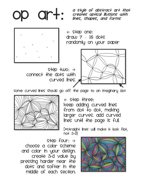 Op art line design | Op art lessons, Art handouts, Art worksheets