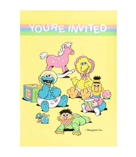 Sesame Street Vintage Pastel Invitations w/ Envelopes (8ct)