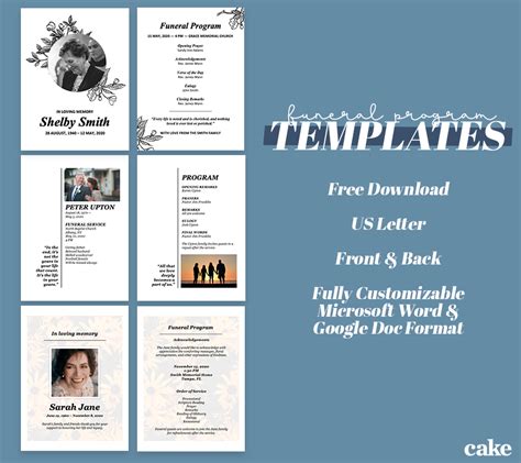 Printable and Editable Obituary Service Pamphlet Funeral Program ...