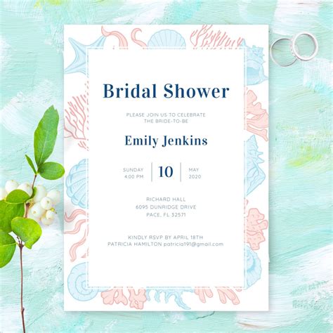 Beach Theme Bridal Shower Invitation Template Online Maker