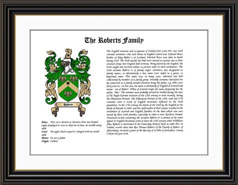 Roberts Family Coat of Arms and Family History Print - Etsy