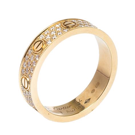 Cartier Love Diamond 18K Rose Gold Wedding Band Ring EU 54 Cartier ...