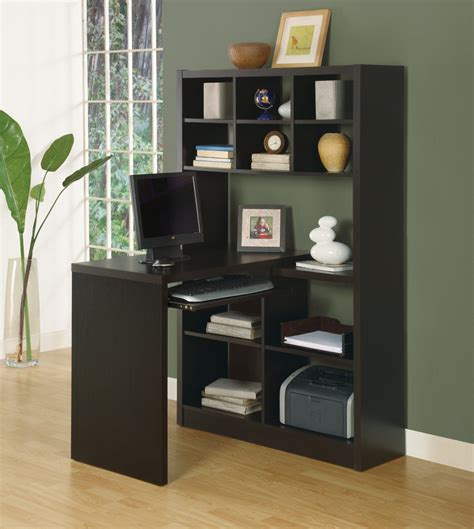 Modern Office Desk & Bookcase Combination in Cappuccino Finish – OfficeDesk.com