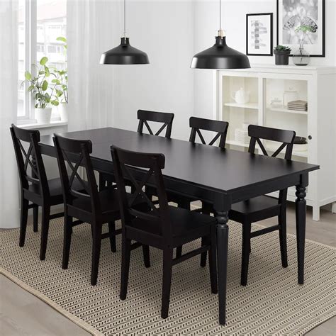 Black Dining Room Table, Ikea Dining Table, Dining Room Design, Dining Room Decor, Black Kitchen ...