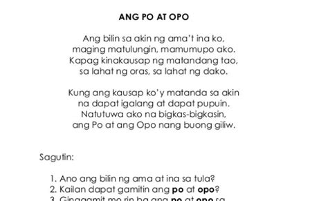 Ang Po At Opo Magandang Asal Tula – Otosection