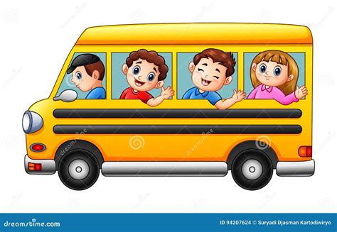 Cartoon School Bus With Kids Vector Illustration | CartoonDealer.com ...