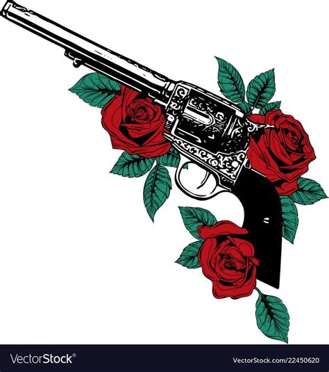 Guns on the flower and vector image on VectorStock | Flower tattoo arm, Flower tattoo drawings ...