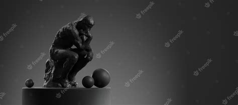 Premium Photo | Black Thinking Man Statue 3d Render