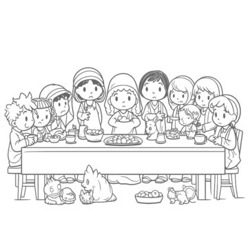 Last Supper Outline Art PNG Transparent Images Free Download | Vector Files | Pngtree