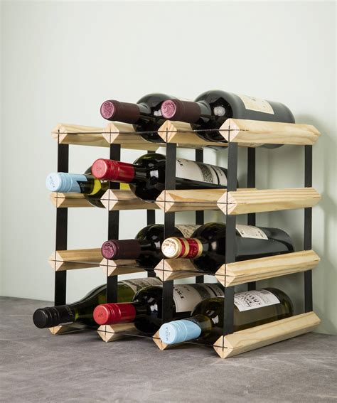 CKB LTD | Wood & Metal Wine Rack Stackable | Holds 12 bottles